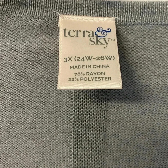 Terra & Sky Women's 3x 22/24 Gray Cardigan Sweater - Picture 3 of 8